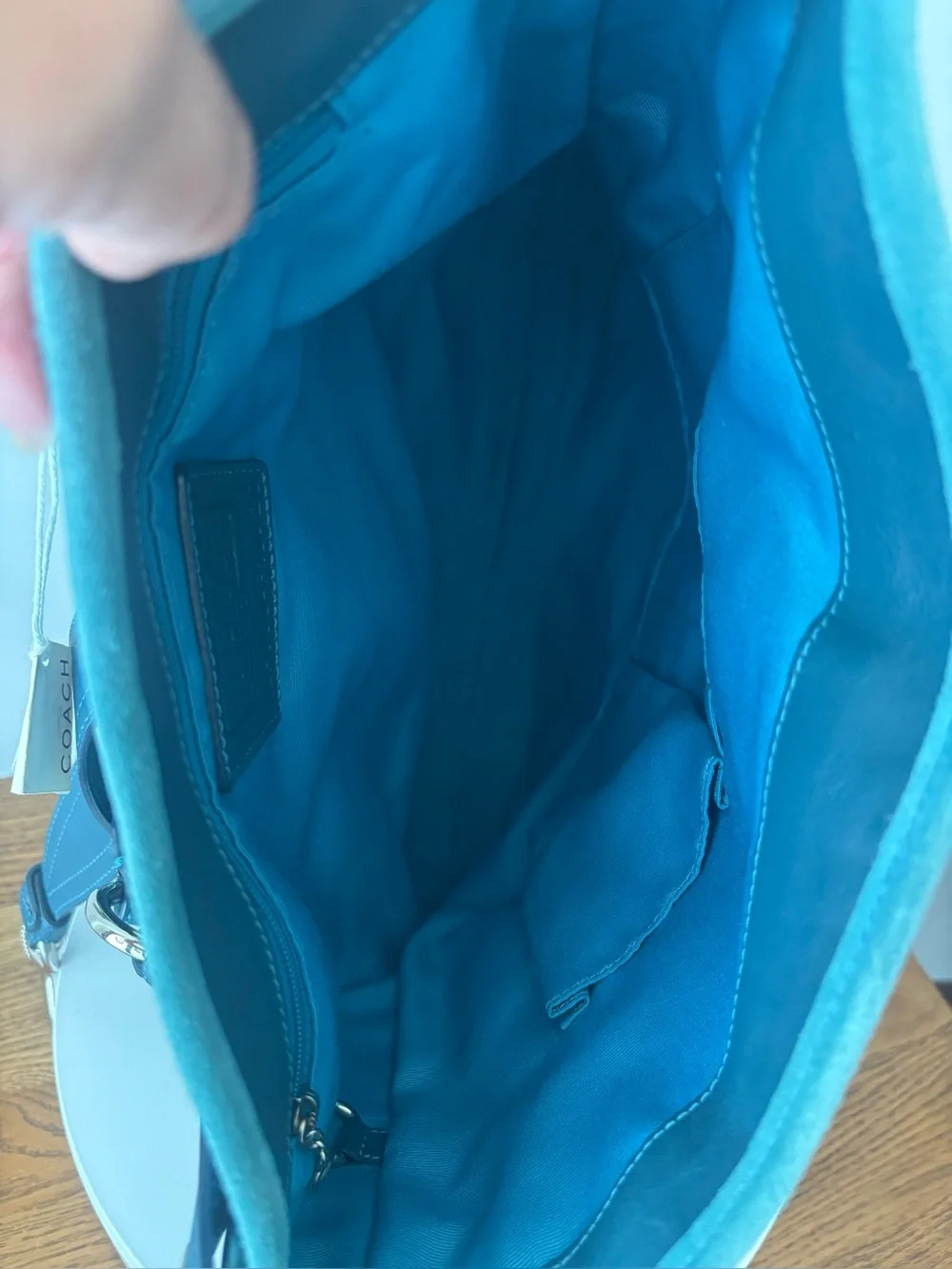 Coach 2006 NWT Hamptons Suede Hobo Bag, Teal Blue w/Silver Hardware NEW IN BOX
